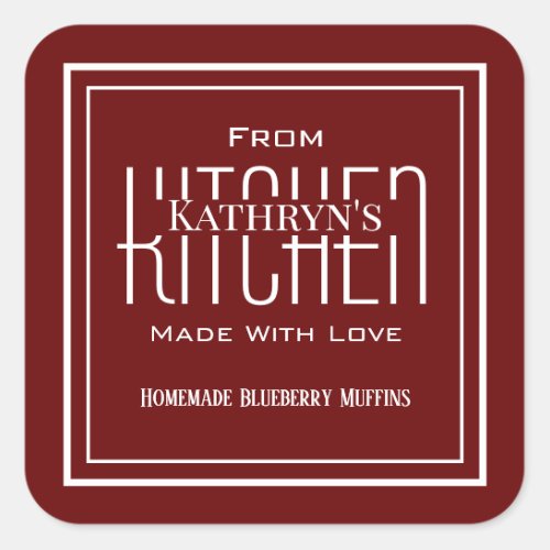 Personalized From Kitchen Homemade Red Food Label