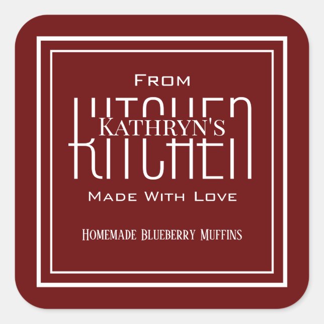 Personalized From Kitchen Homemade Red Food Label (Front)