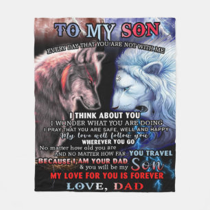 Personalized From Lion Dad To My Wolf Son Fleece Blanket
