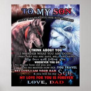 Personalized From Lion Dad To My Wolf Son Poster