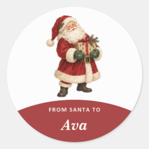 Personalized From Santa Christmas Classic Round Sticker