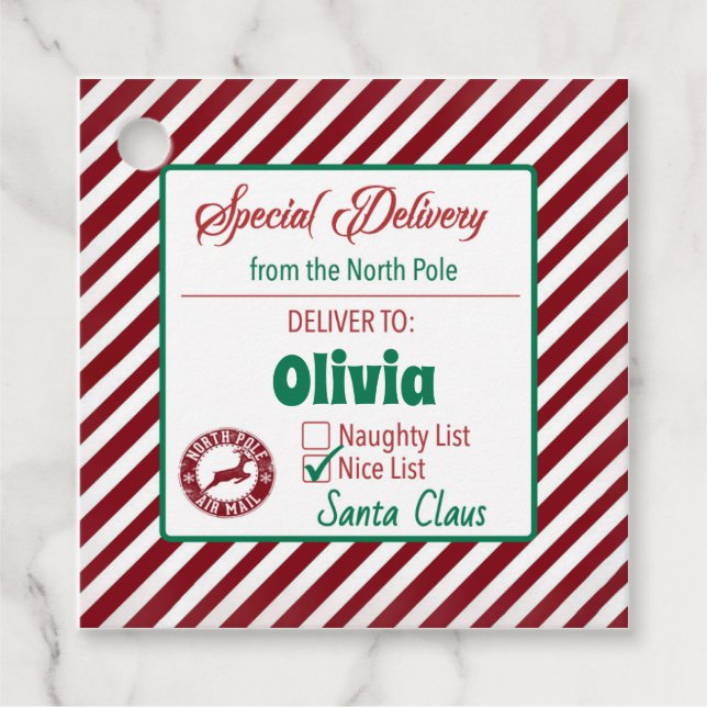 Personalized from Santa Gift Tags for Kids (Front)