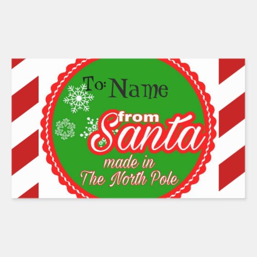 Personalized From Santa kids Christmas Rectangular Sticker