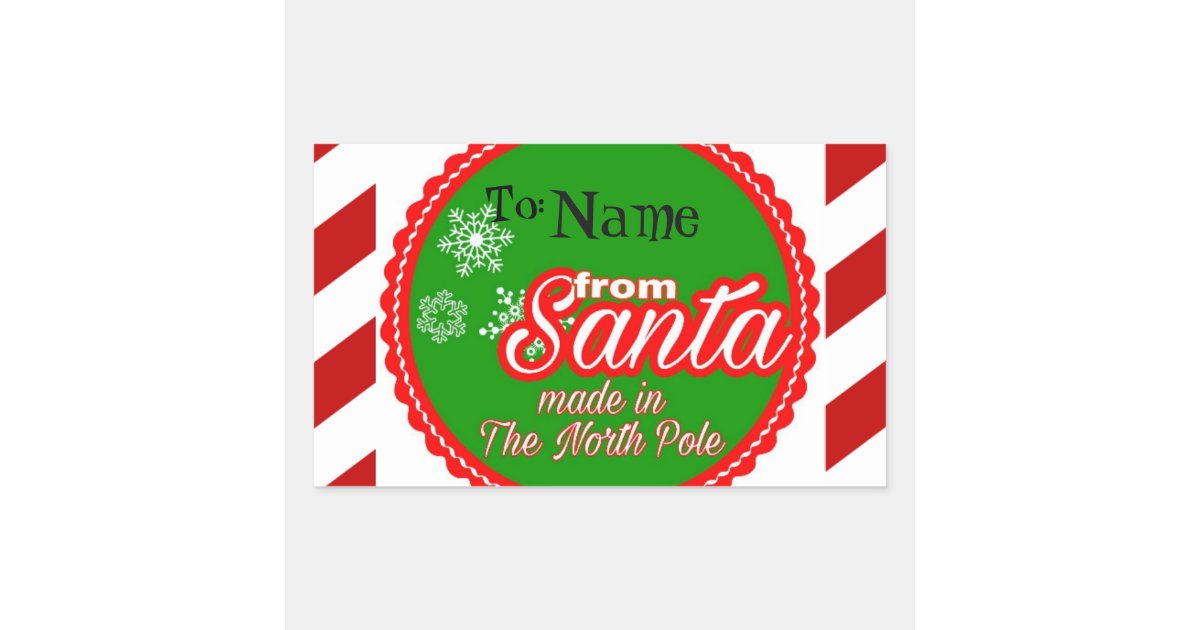 Personalized From Santa kids Christmas Rectangular Sticker ...