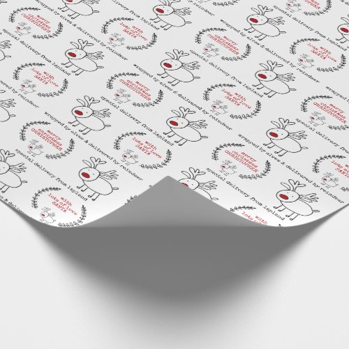 Personalized from Santa Lapland Reindeer Kids Wrapping Paper