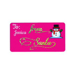 Personalized From Santa Pink Christmas Label