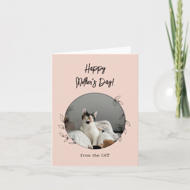 Personalized From the Cat Happy Mother's Day Satin Card (Front)