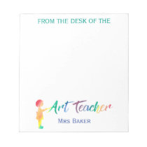Personalized From The Desk of Art Teacher Colorful Notepad