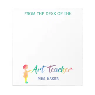 Gifts for Teachers, Personalized Teacher Notepad, Art Teacher Gift