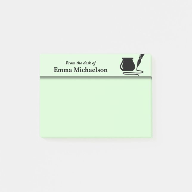 Personalized From the Desk of Office, green Post-it Notes (Front)