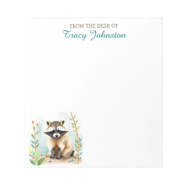 Personalized From the Desk of | Raccoon Notepad (Front)