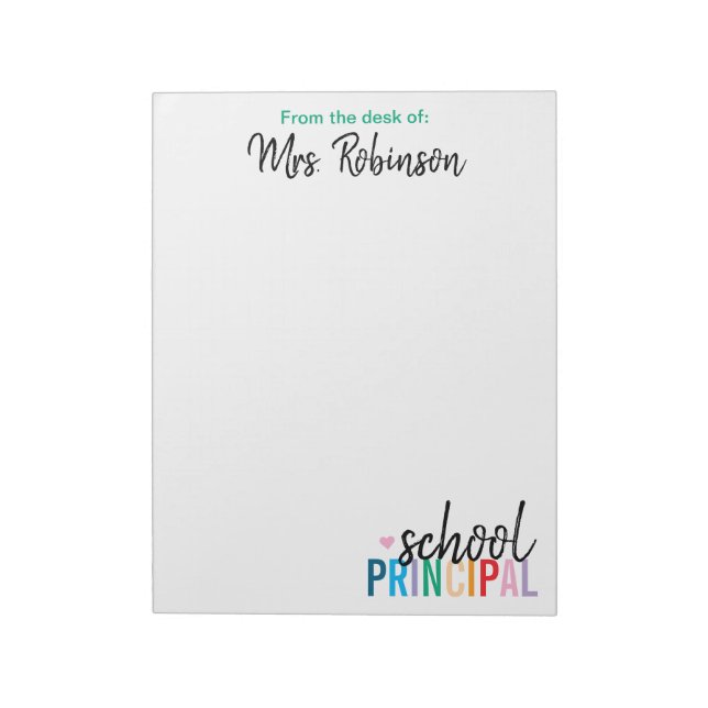 Personalized From the Desk of School Principal Notepad (Rotated)