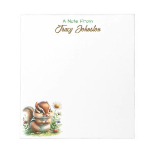 Personalized From the Desk of Watercolor Chipmunk Notepad