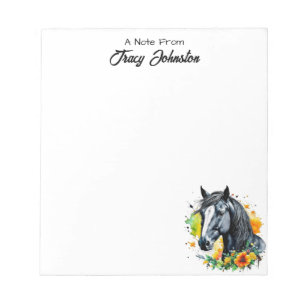 Personalized From the Desk of Watercolor Horse Notepad