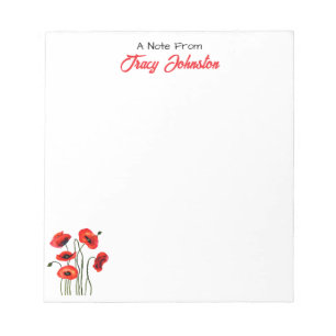 Personalized From the Desk of Watercolor Poppies Notepad