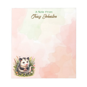 Personalized From the Desk of Watercolor Possum Notepad