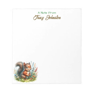 Personalized From the Desk of Watercolor Squirrel Notepad