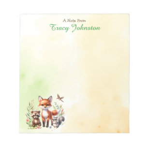 Personalized From the Desk of Woodland Animals Notepad