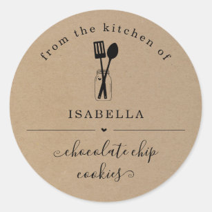 Personalized From the Kitchen on Kraft Background Classic Round Sticker