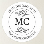 Personalized From the Library Monogram Bookplate<br><div class="desc">Elevate your book collection with this timeless “From the Library Of” design. Featuring a minimalist botanical leaf line illustration paired with a classic serif monogram, each piece adds a refined, personalized touch to books, journals, gifts, and more. Customize with initials, name, and even change the text if you prefer for...</div>