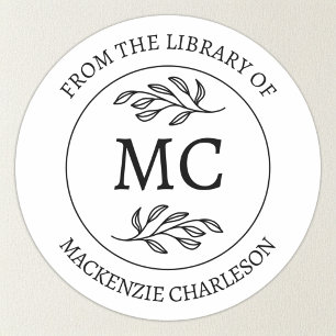 Personalized From the Library Monogram Bookplate