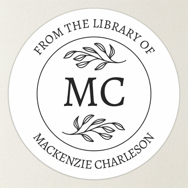 Personalized From the Library Monogram Bookplate (From the Library of - personalized monogram initials with custom text and name book lovers bookplate)