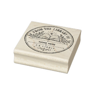 Personalized From the Library Of Ex Libris Wood Ru Rubber Stamp