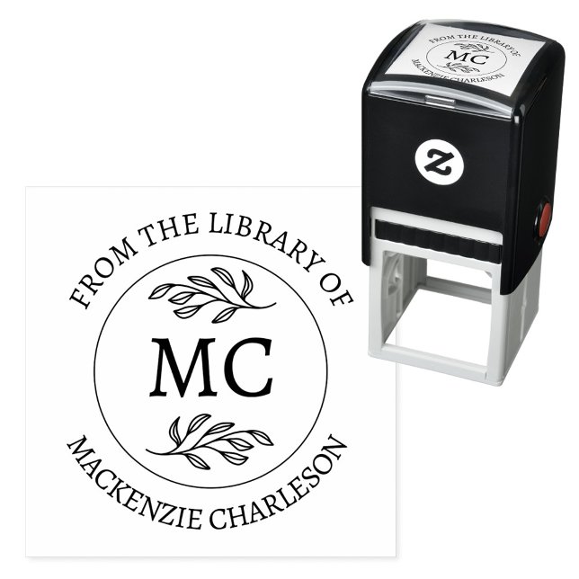 Personalized From the Library of Monogram Book Self-inking Stamp (From the Library of - personalized monogram initials with custom text and name book lovers stamp)