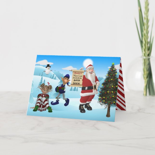 Personalized From The North Pole Santa Christmas Holiday Card (Front)