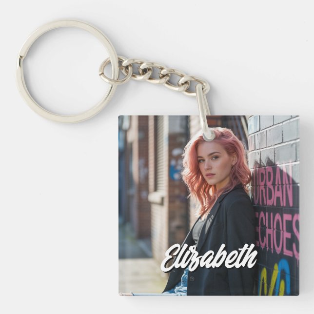 Personalized Front and Back Picture Gift Keychain (Front)
