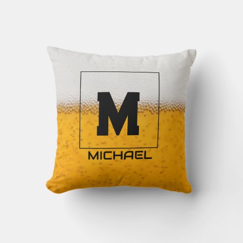 Personalized Frosted Beer Mug with Custom Name Throw Pillow
