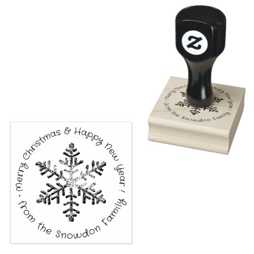 Personalized Frosted Snowflake Festive Holiday  Rubber Stamp