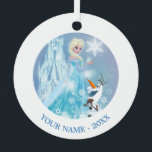Personalized Frozen | Elsa and Olaf - Icy Glow Metal Ornament<br><div class="desc">Bring the magic of Frozen to your holiday décor with this personalized metal ornament featuring Elsa and Olaf in a stunning icy glow design! Set against a frosty blue and white background with shimmering snowflakes, this enchanting ornament captures the wonder of Arendelle. Customize it with a name or special message...</div>