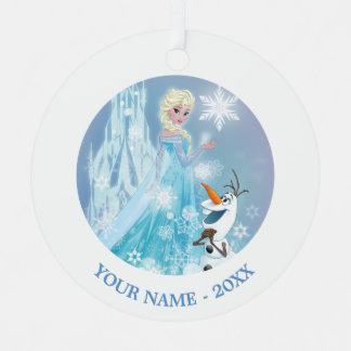 Personalized Frozen | Elsa and Olaf - Icy Glow Metal Ornament
