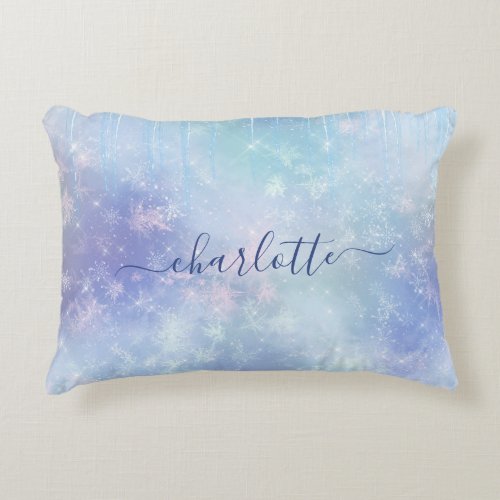 Personalized Frozen Icicles Accent Pillow