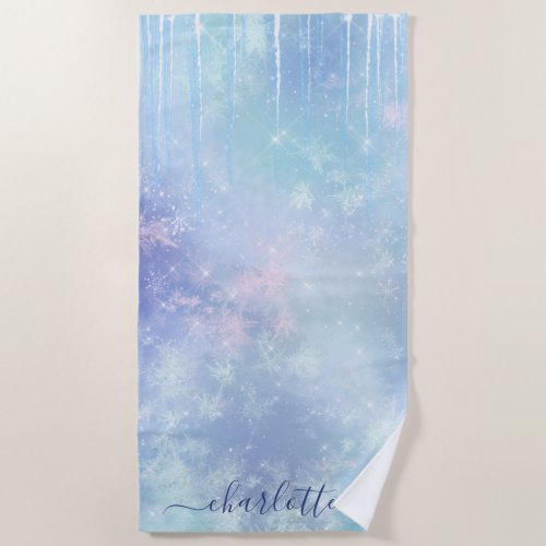 Personalized Frozen Icicles Beach Towel