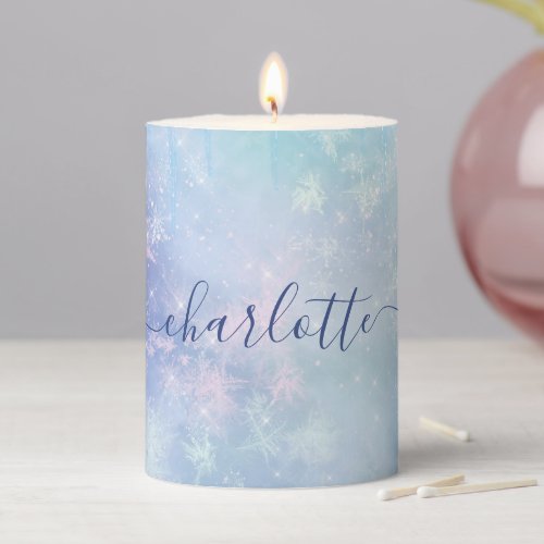 Personalized Frozen Icicles Beverage Pillar Candle