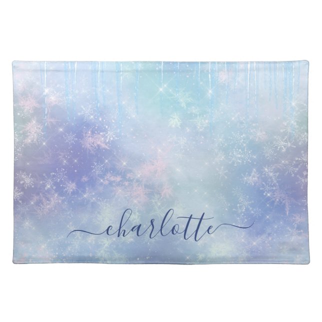 Personalized Frozen Icicles Cloth Placemat (Front)