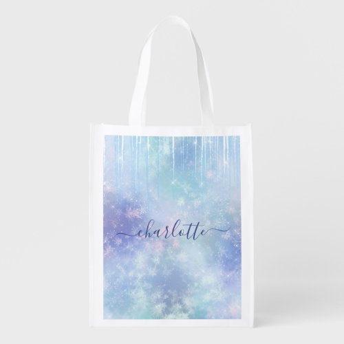 Personalized Frozen Icicles Grocery Bag