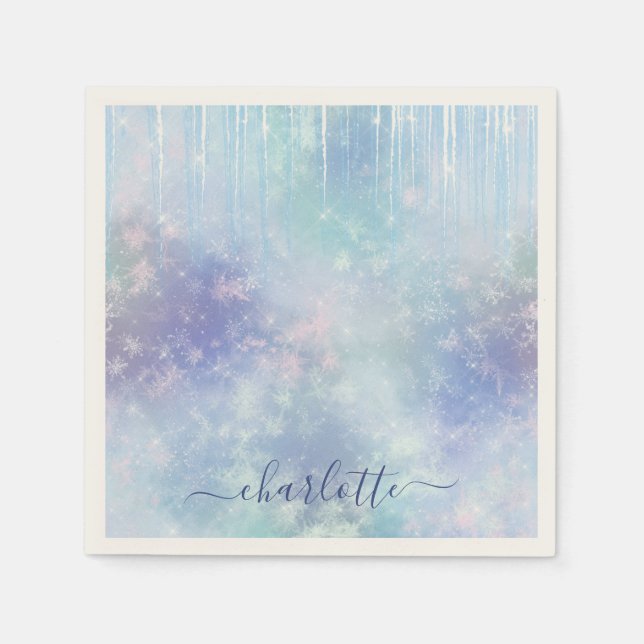Personalized Frozen Icicles Napkins (Front)