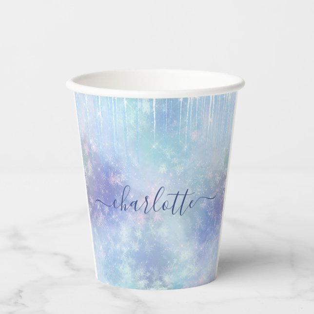 Personalized Frozen Icicles Paper Cups (Front)