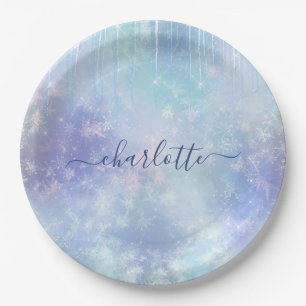 Personalized Frozen Icicles Short Paper Plates