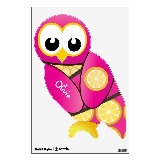 Personalized Fruit Pattern Owl Bird Wall Decal (Front)