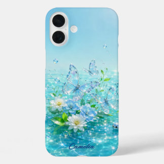 Personalized Frutiger Aero Floral Name iPhone Case