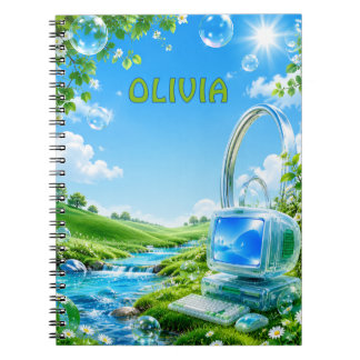 Personalized Frutiger Aero Kids Name Notebook