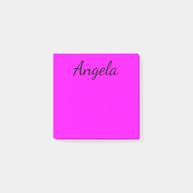 Personalized Fuchsia Solid Color Post-it Notes (Front)