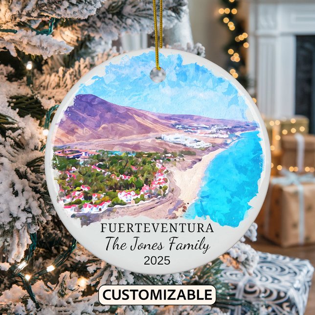Personalized Fuerteventura Ornament, Spain Ceramic Ornament (Creator Uploaded)