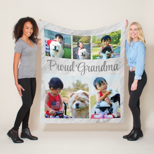 Personalized Full Color 5 Photo Picture Collage Fleece Blanket