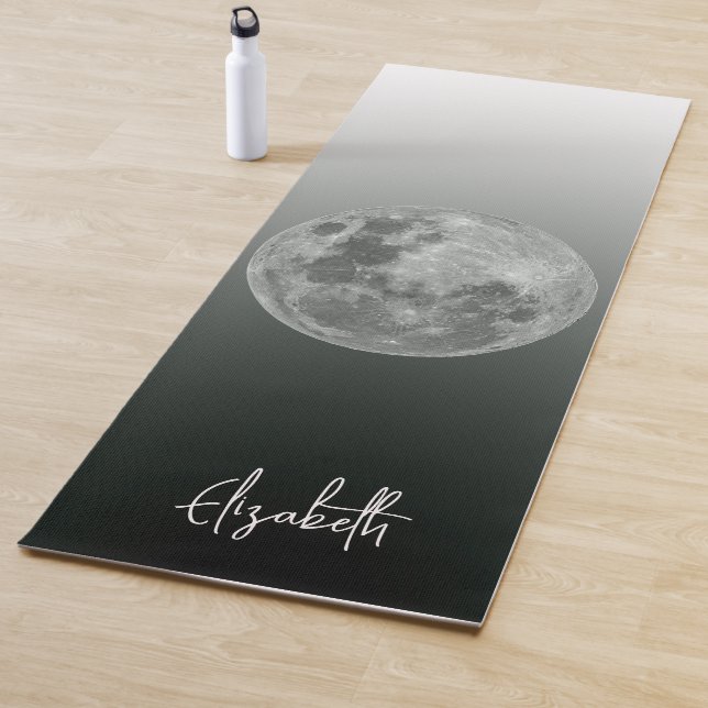 Personalized Full Moon Black & White Ombre Yoga Mat (In Situ)