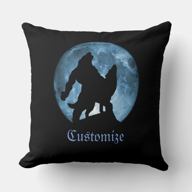 Personalized Full Moon Werewolf Throw Pillow (Front)